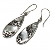 Shell & Silver Earrings - Teardrop Mother of Pearl - 5g - Click Image to Close